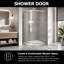 36" W x 72" H Double Sliding Framed Round Corner Shower Enclosure with Clear Tempered Glass, Aluminum Frame, Curved Quadrant Shower Door for Bathroom, Chrome