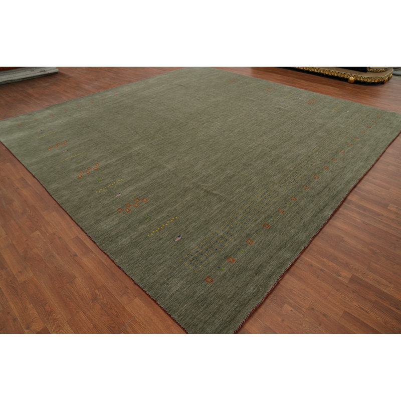 Tapis vert en laine Gabbeh 12 x 12