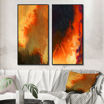 «Abstract Orange Wave», ensemble de 2 impressions sur toile