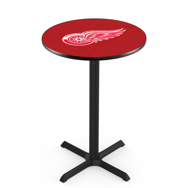 NHL Round Metal Base Dining Table, Detroit Red Wings