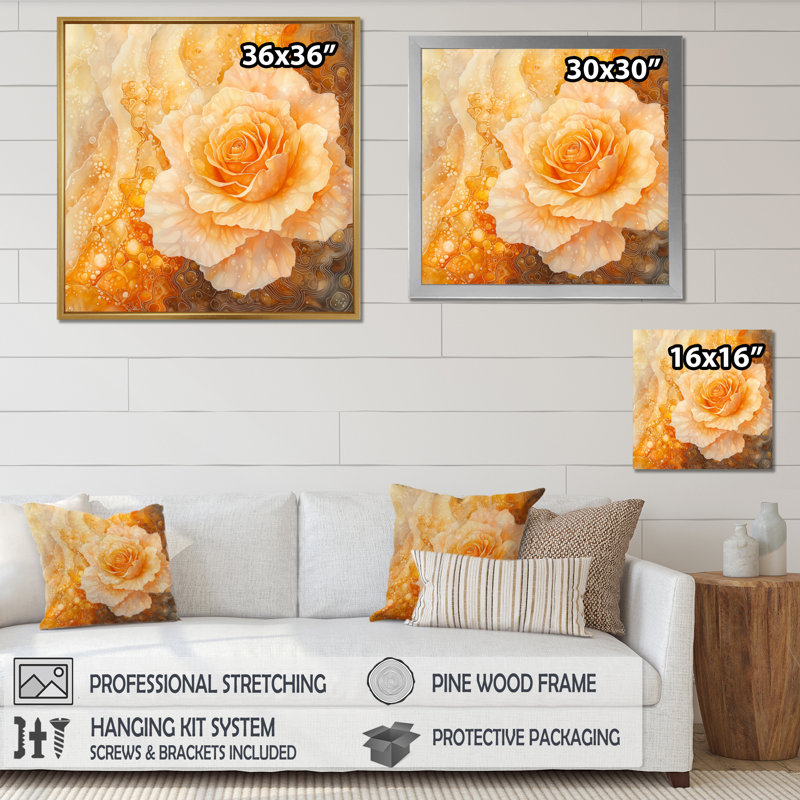 «Gemstone Citrine Beige Rose Petals I», reproduction d'art mural, Reproduction encadrée d'une seule photo sans pass, Noir