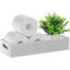 Rangement pour porte-papier hygiénique en bambou, plateau en bambou pour salle de bain avec poignée, panier de rangement pour porte-papier hygiénique pour réservoir de toilette / comptoir de cuisine, naturel, blanc
