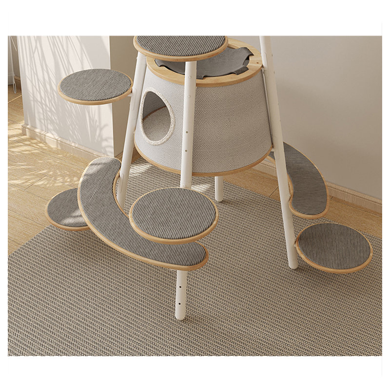74.02" White Standard Solid Wood Cat Tree