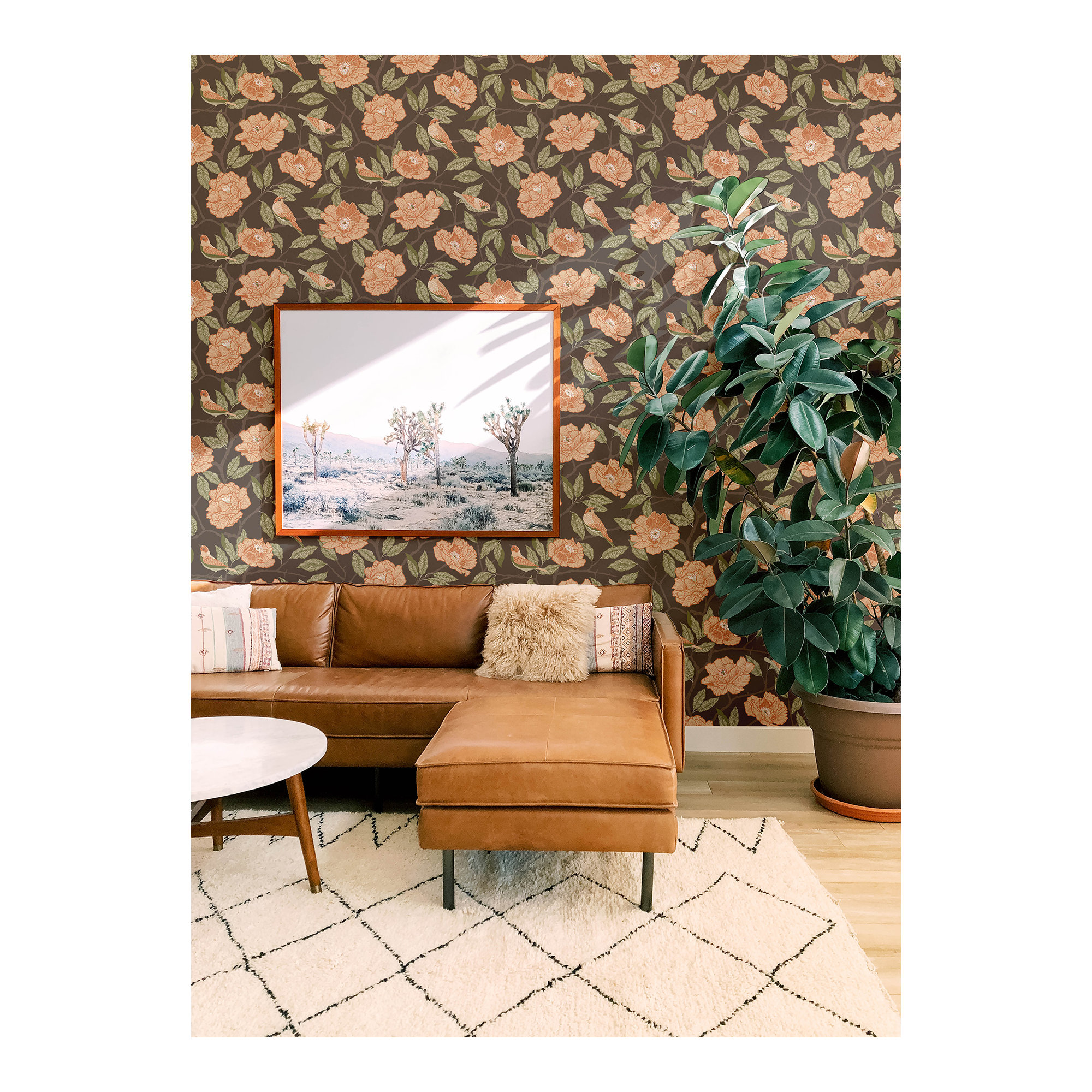 Botanical Wallpaper, Brown