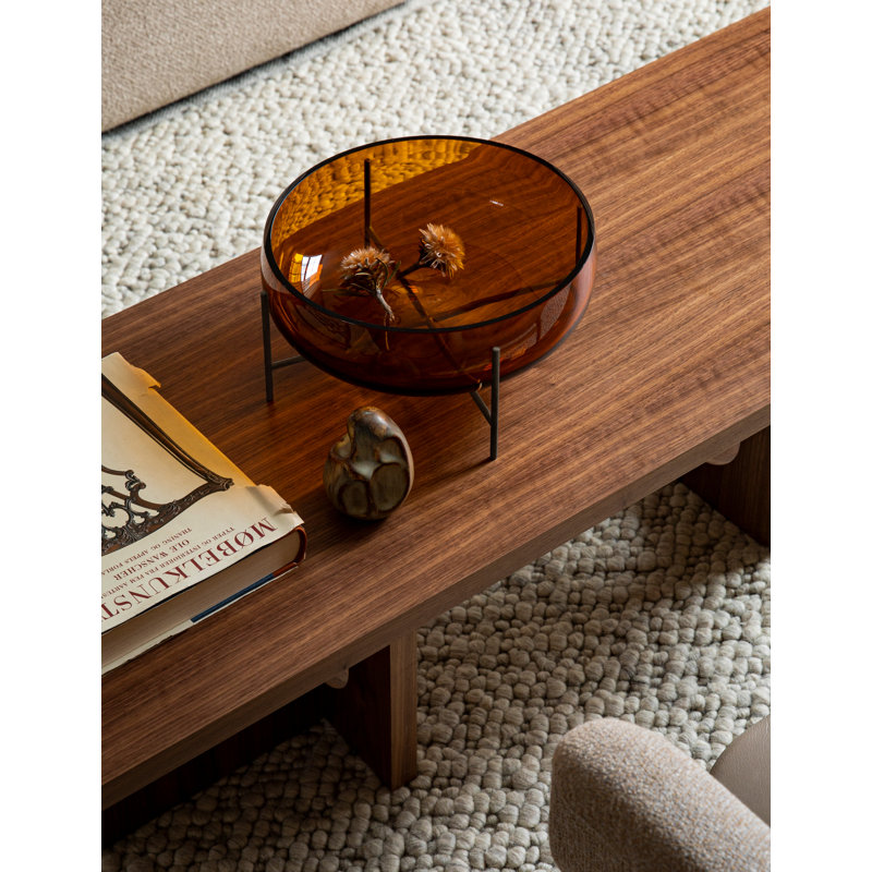 Échasse Glass Contemporary 11.6" W Decorative Bowl, Smoked/Brushed Brass