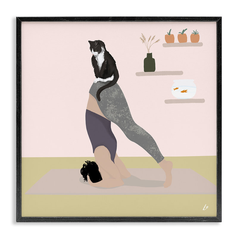  «Downward Cat Yoga Pose», art de la giclée encadrée par Lydia Orange, H 17 po x l 17 po, Giclée encadrée noir minuit