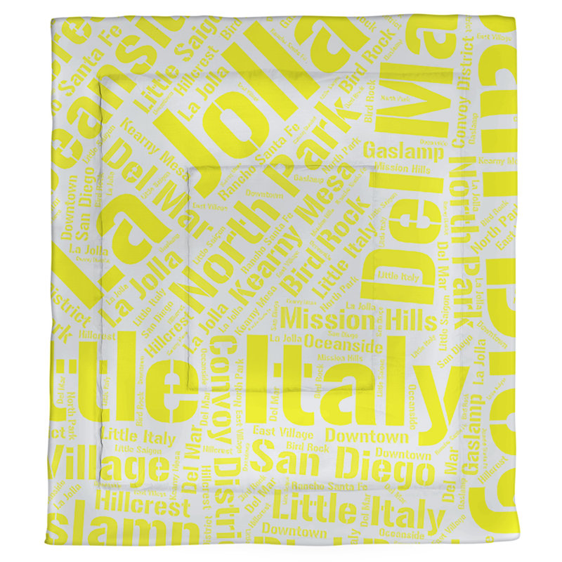 Modern & Contemporary Polyester Box Stitch Comforter, Twin Comforter, Yellow