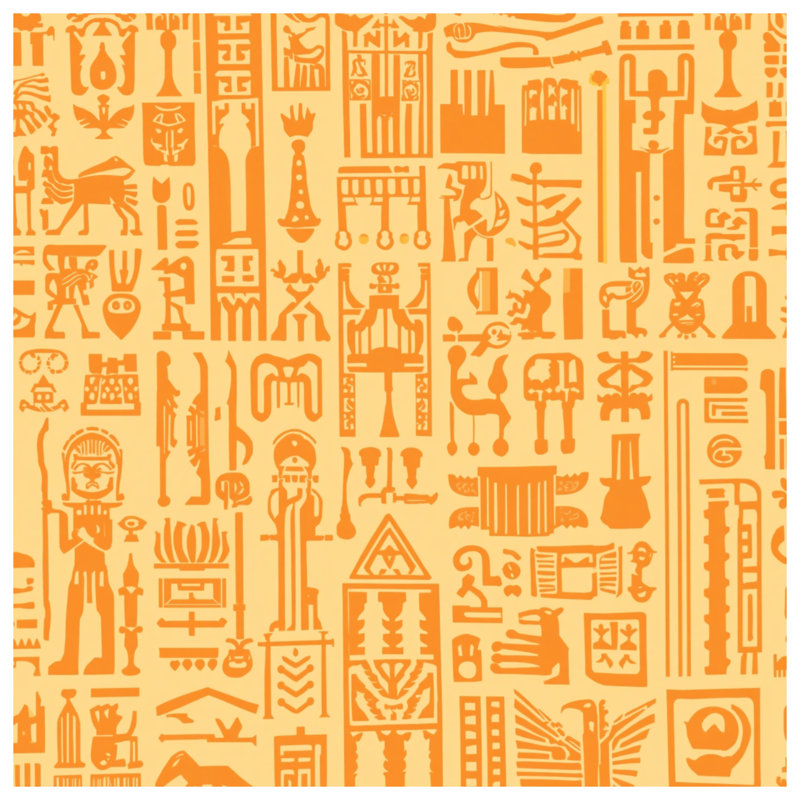 Édredon égyptien à motif de hiéroglyphes, Grand lit