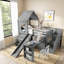 Lit mezzanine simple peu encombrant avec rangement et glissade, conception moderne en bois gris