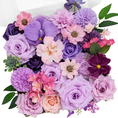 Ensemble de fleurs artificielles mixtes mauve clair