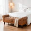 Banc de rangement de style Mid-Century moderne, 51 po de large, banc d'entrée rembourré en similicuir avec accoudoirs, grand banc d'entrée en bois pour le salon, la chambre à coucher-841818662