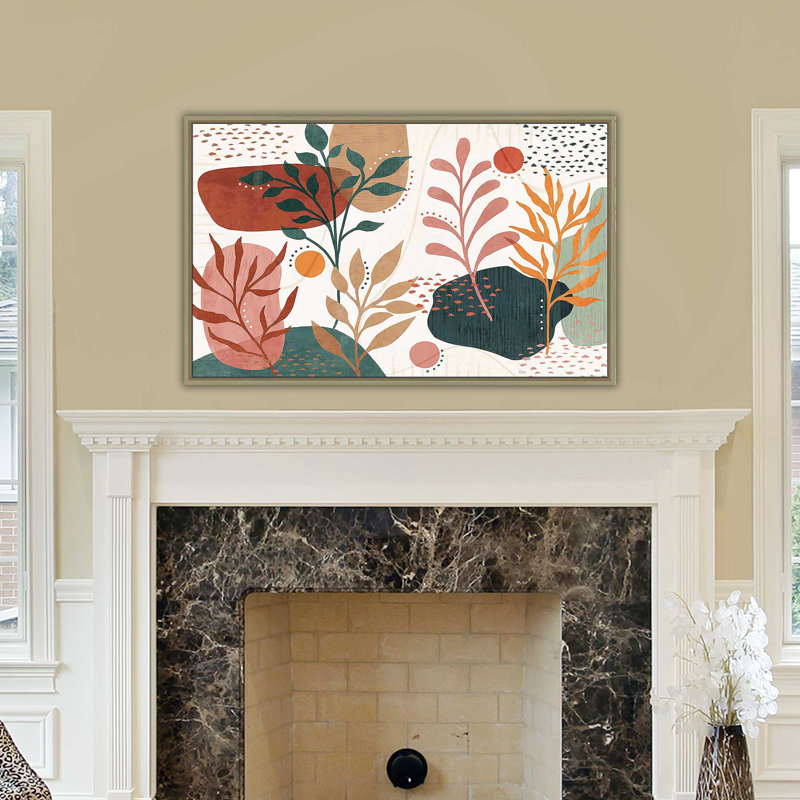 «Abstract Blossom I» par Véronique Charron - impression, Cadre flottant champagne, H 27,5 po x l 43,5 po x P 2 po