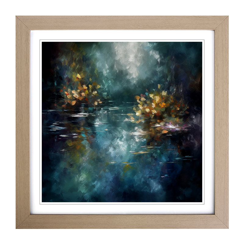 Pond Abstract No.2 - Single Picture Frame Print on Wood, Walnut