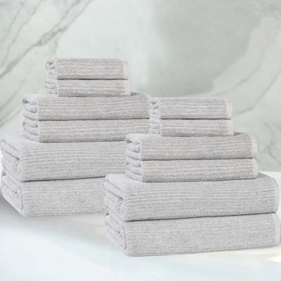 Quick Dry Cotton Blend Ribbed 12-Piece Towel Set