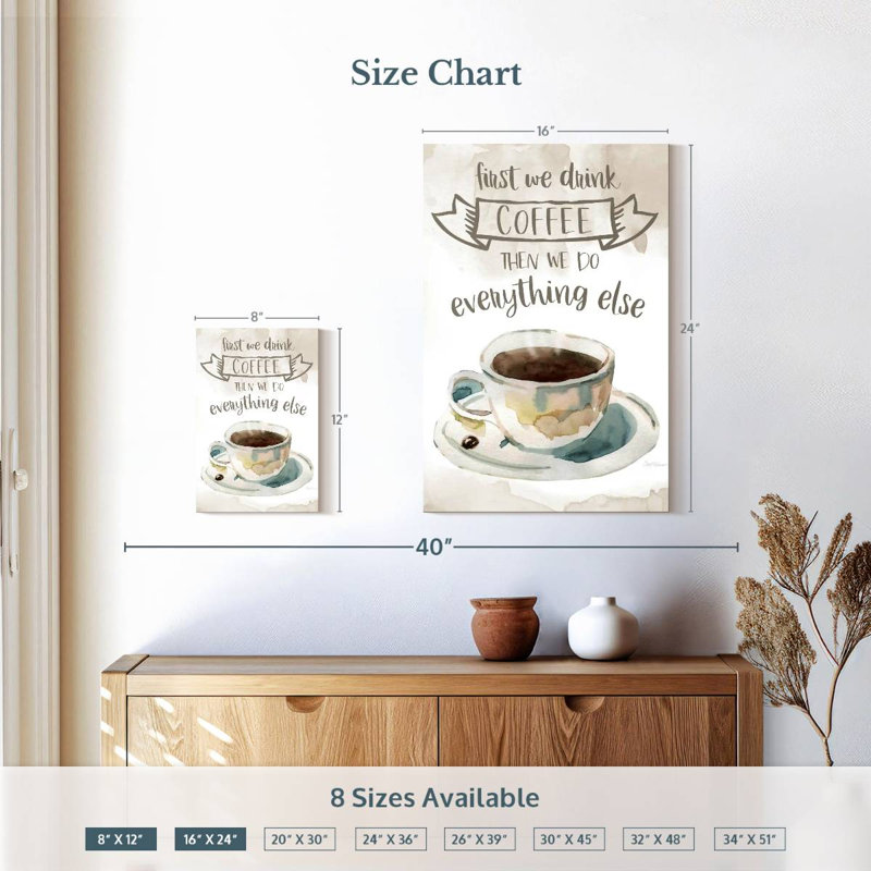Tergel First We Drink Coffee, H 12 po x l 8 po