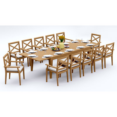Damarrea Teak Wood Patio Dining Set with