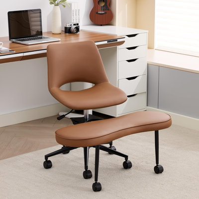 Fauteuil de bureau ergonomique à pieds croisés avec roulettes, chaises TDAH pivotantes à 360 ° pour adultes, siège réglable en hauteur pour la méditation, chaise croisée large avec support lombaire, chaise à genoux