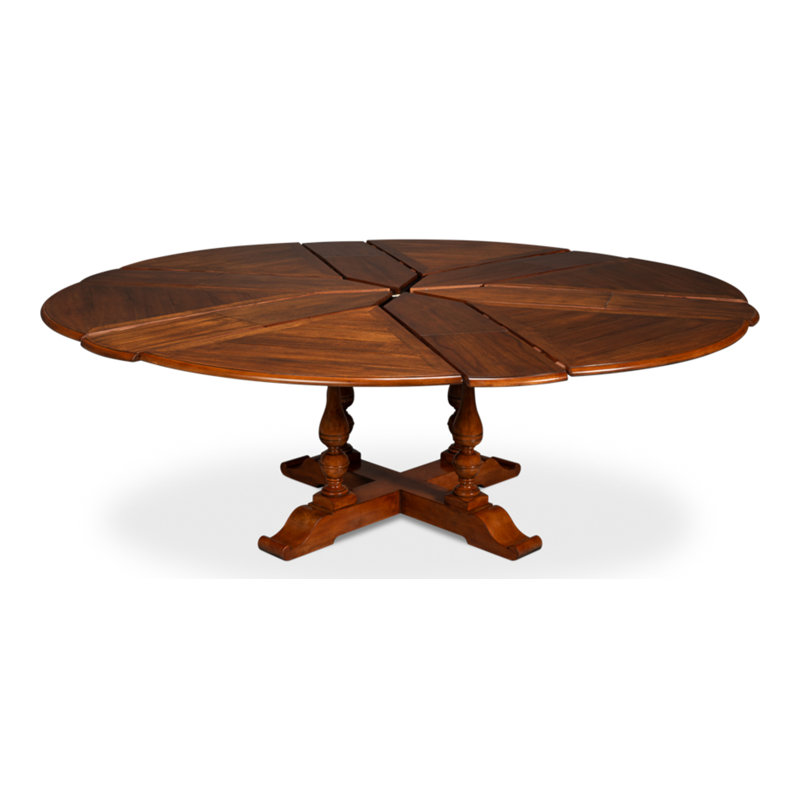 Round Walnut Wood Dining Table, 30"H x 80"L x 80"W