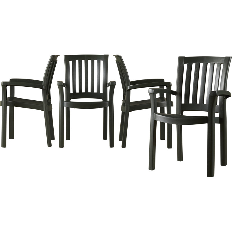 Fauteuil de salle à manger empilable Accomac, vert