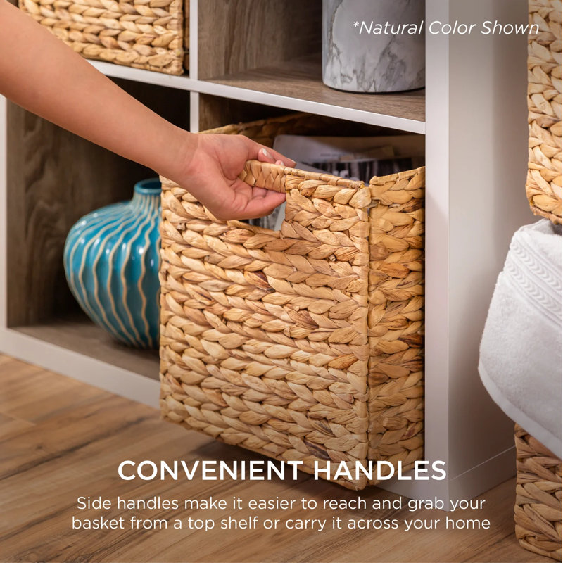 Black Handwoven Hyacinth Foldable Storage Baskets, Set of 5
