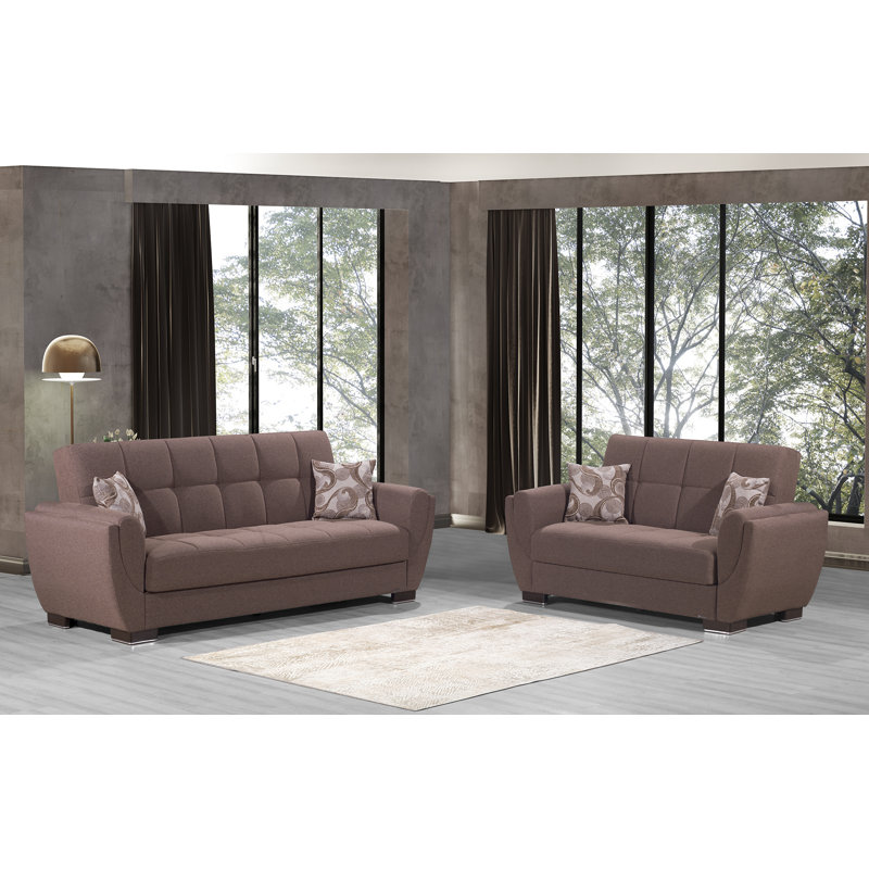 Upholstered 93.5'' Sleeper Sofa, Brown
