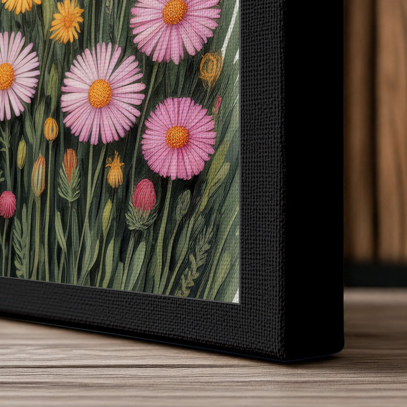Garden Blooms Botanical - Wrapped Canvas, 18x12 - 45.7 x 30.5 cm, Black Border