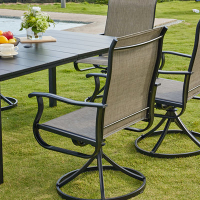 Elmar PVC-Coated Polyester Swivel Outdoor Dining Chairs (Set of 2)