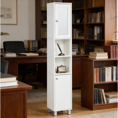 Armoire tour autoportante, armoire de rangement haute pour salle de bain, armoire de rangement pour vestibule