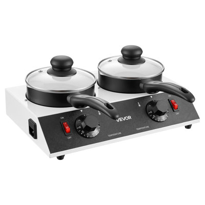 Vevor Chocolate Melting Pot - 2 X 1 Qt Pots, 86℉ - 185℉ Choc Warm Machine, 80w Even Cheese Melter, 2 Knobs In Silver;black
