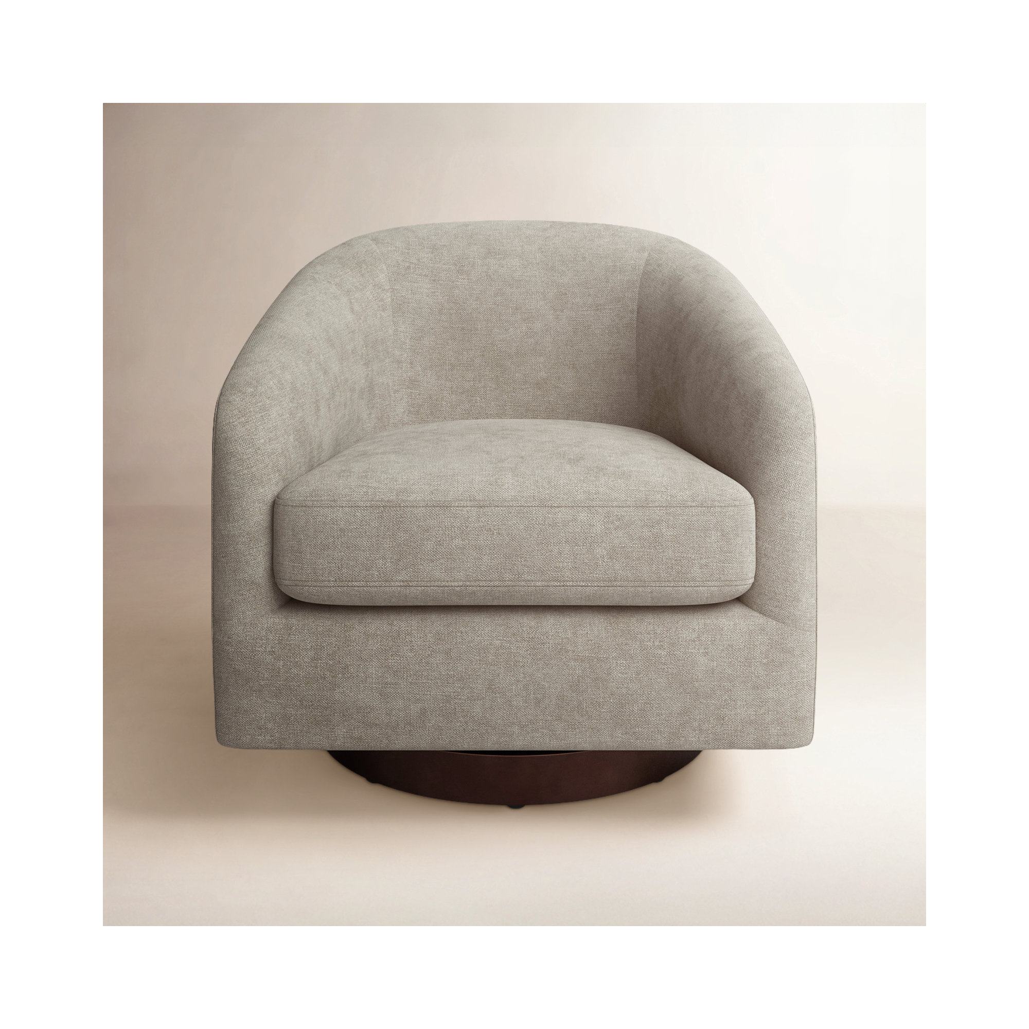 Bennett Upholstered Swivel Barrel Chair, Milo Mink Chenille