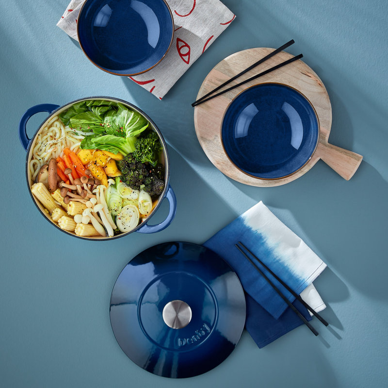 Denby Cast Iron Round Casserole, 24 cm, Cobalt Blue