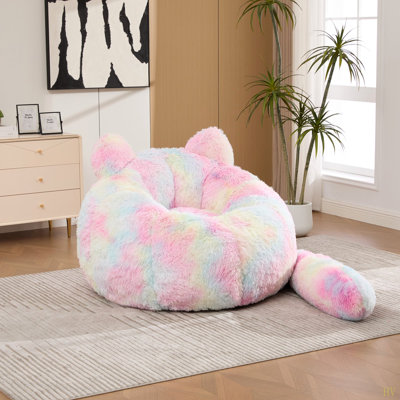 Canapé simple sans os de 41,7 po de largeur, grand fauteuil à billes en fausse fourrure, fauteuil à billes moelleux en forme de chat, fauteuil d'appoint confortable pour la lecture, salon de sieste dans le salon