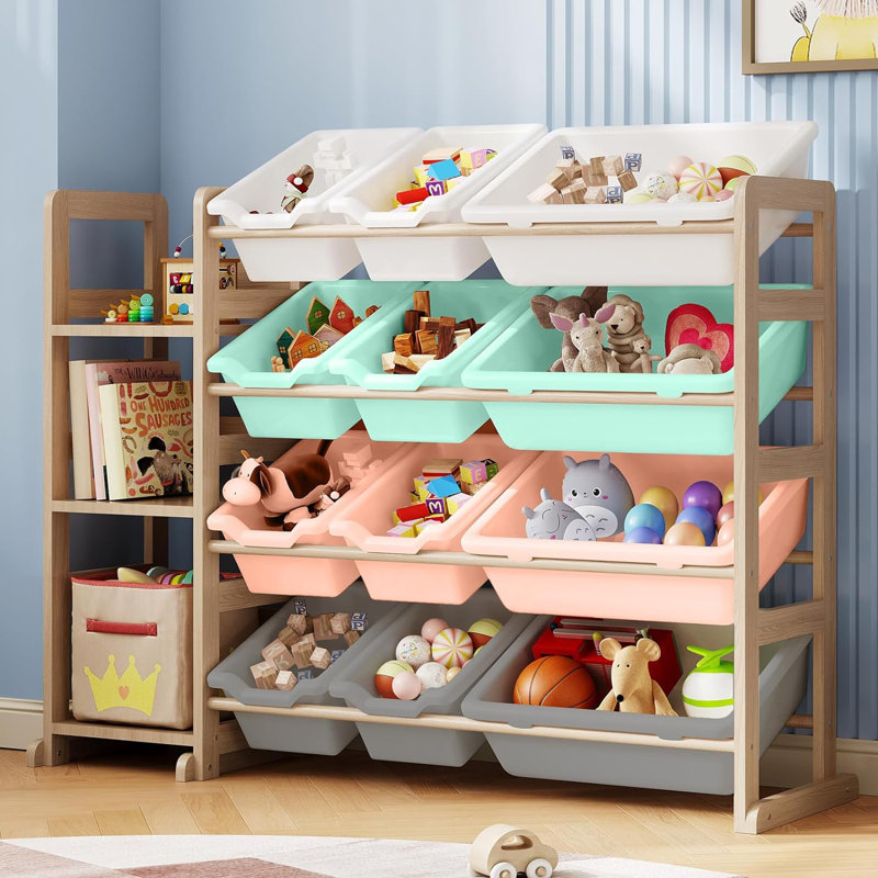 Toy Storage Organizer Wood Extra Large, Grey/White Kids Storage