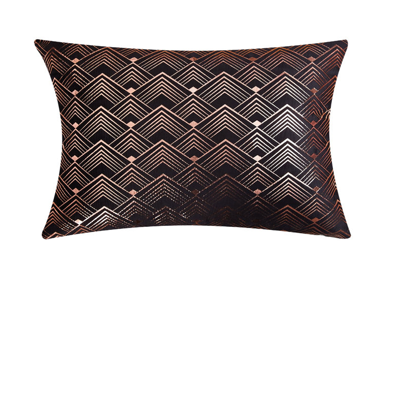 Housse de coussin rectangulaire en velours Velvet Throw  Pillow Cover with Geometric pattern, Noir
