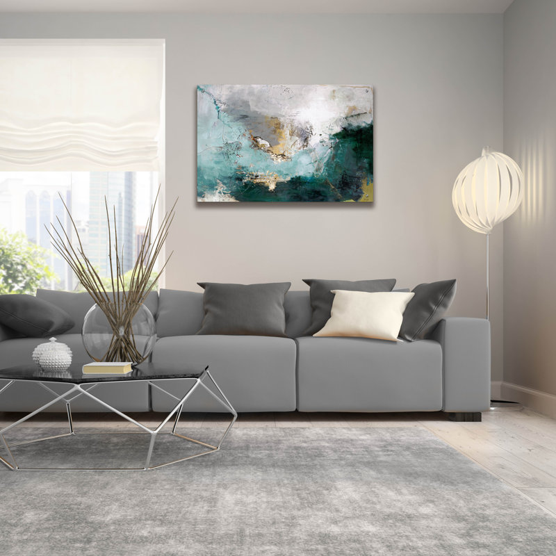 Art mural en verre Wrought Studio «Arctic Green Variation» par Incado, H 24 po x l 36 po x P 0,2 po