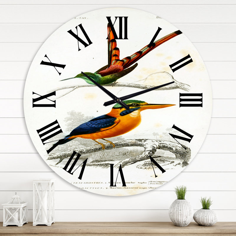 Vintage Bird I - Horloge murale traditionnelle, Grand