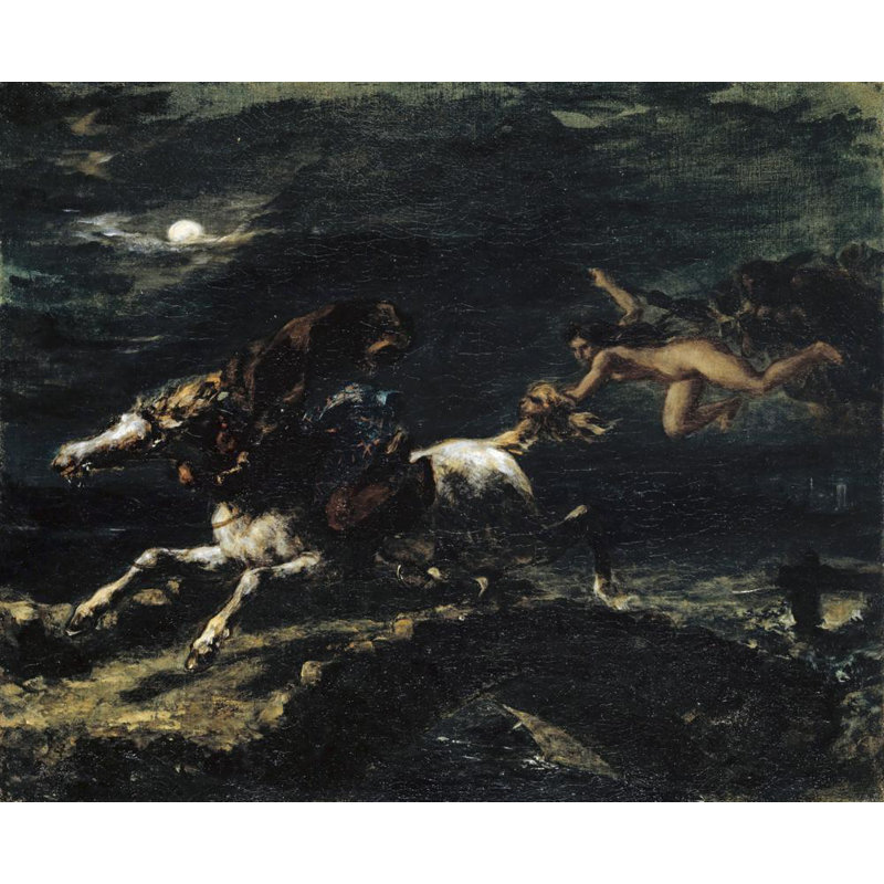 "Tam O'shanter Pursued by the Witches" by  Eugène Delacroix - Gallery Wrap Canvas Wall Art, 24" H x 17" W
