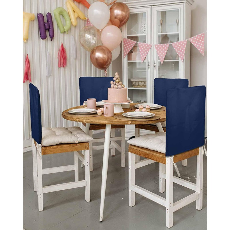 Housses de chaises de salle à manger - Bleu marine - Ensemble de 4, lin-polyester, rustique moderne, protecteur de dossier, 20 po x 19 po