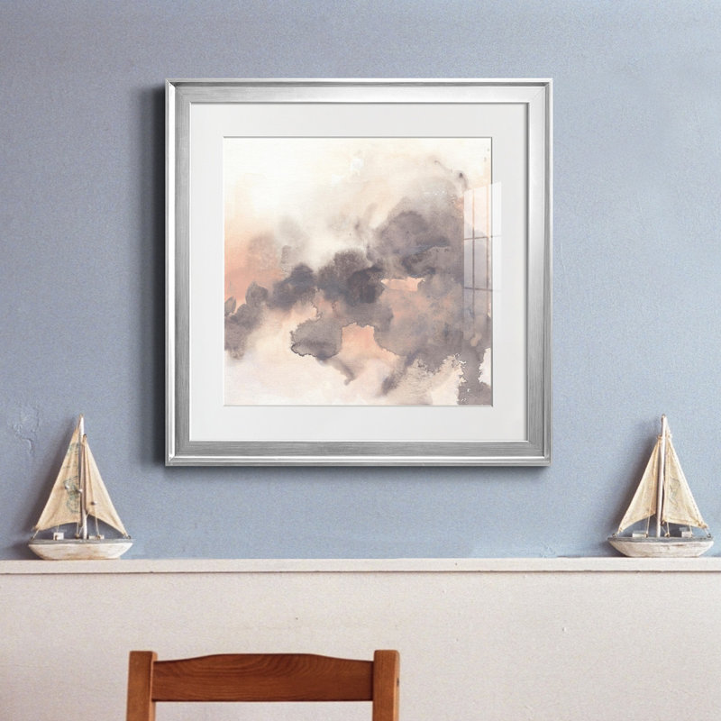 Smoke Surface II - Toile encadrée de qualité supérieure - prête à être accrochée, H 26,5 po x l 26,5 po x P 1,5 po, Blanc