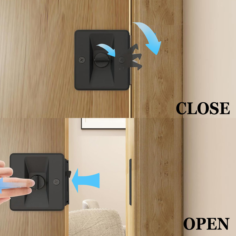 Contemporary Privacy Pocket Door Hardware, Black