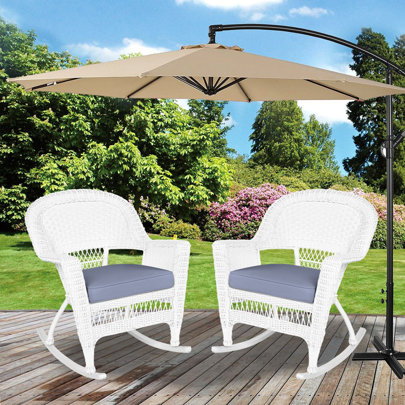 Chaise berçante en osier Raenesha, Blanc, Acier