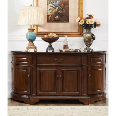 Retro Style Solid Wood Curved Sideboard