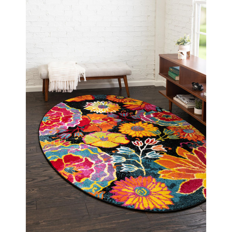 Lorene Floral Indoor Rug, Oval 5' x 8'