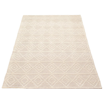 Tapis rectangulaire en laine New Age de conception unique 5 pi 0 po x 7 pi 10 po Delenn crème