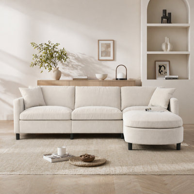 Canapé modulaire 107,87 pi avec 1 repose-pieds, coussin de siège et dossier amovible