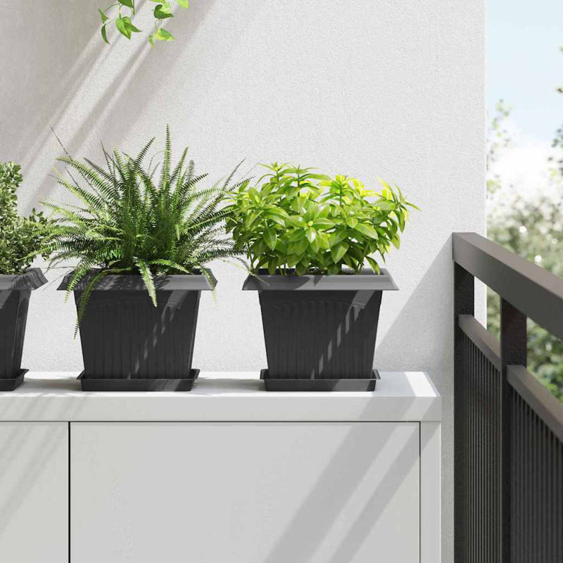 Planter, 17.5cm H x 23cm W x 23cm D, Black, 24