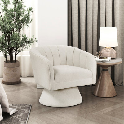 Fauteuil d'appoint pivotant à 360 degrés Beige Boucle