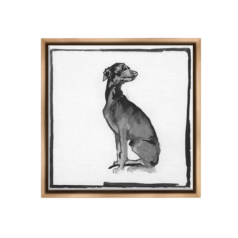 "Minimal Dog With Border" par Cartissi sur toile, Cadre flottant orme Montalcino, H 25 po x l 25 po
