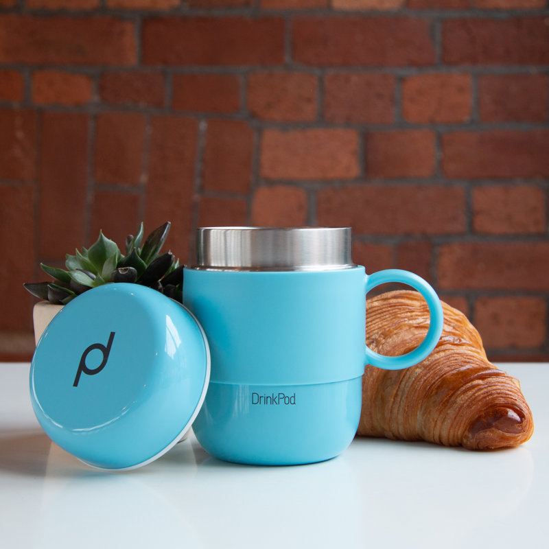 Grunwerg Drink Pod Stainless Steel Travel Mug, Blue