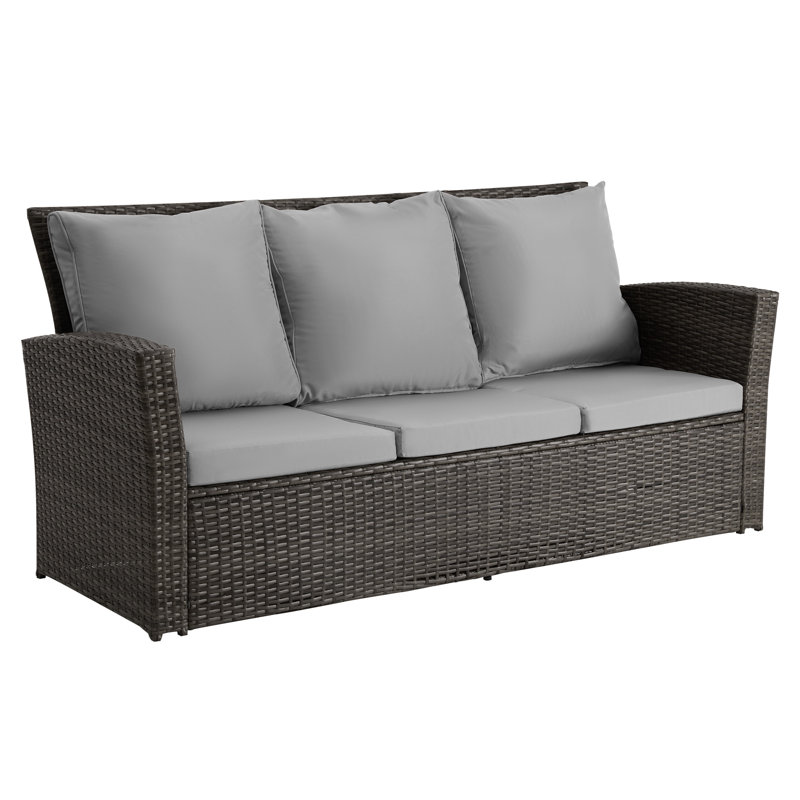 Garrigus Outdoor Wicker Patio Sofa Sofa with Cushions
